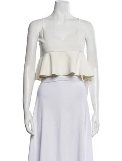 Pre-owned Nicholas V-neck Sleeveless Crop Top In White