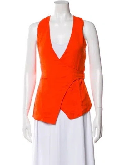 Pre-owned Nicholas V-neck Sleeveless Top In Orange