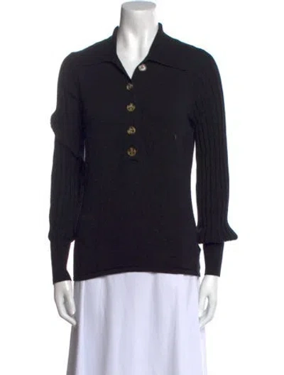 Pre-owned Nicholas Wool Long Sleeve Polo In Black