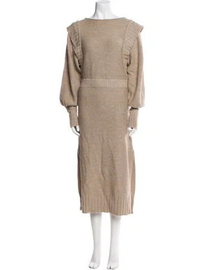 Pre-owned Nicholas Wool Midi Length Dress In Neutral
