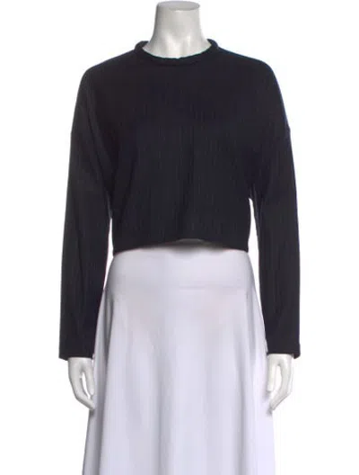 Pre-owned Nicholas Wool Striped Crop Top In Black