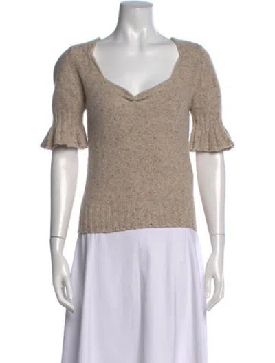 Pre-owned Nicholas Wool V-neck Sweater In Neutrals