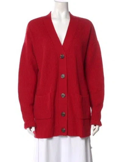 Pre-owned Nicholas Wool V-neck Sweater In Red