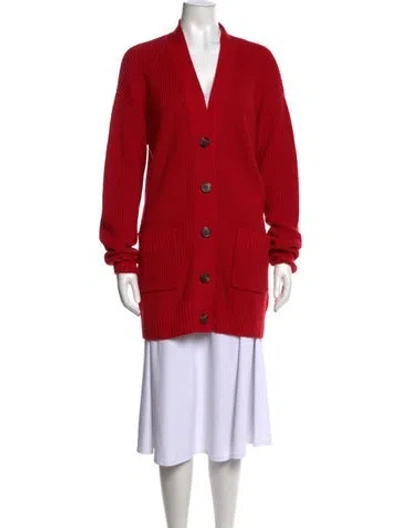 Pre-owned Nicholas Wool V-neck Sweater In Red