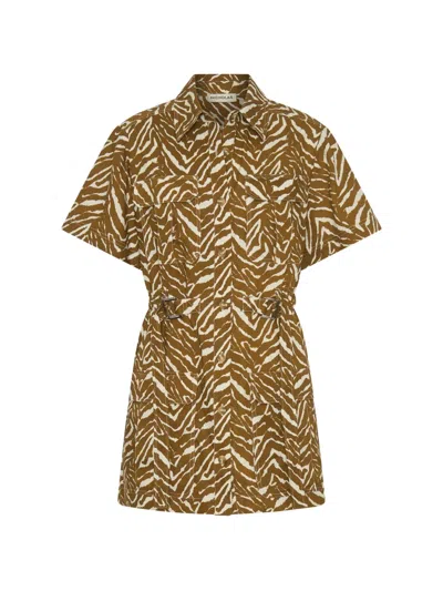 Nicholas Zebra-print Mini Dress In Brown