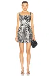 Nicholas Zoya Sleeveless Hourglass Mini Dress With Belt In Rhea Black Palm
