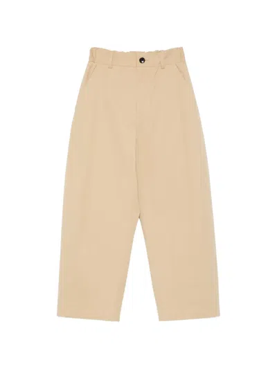 Nicholson & Nicholson Elasticated Cropped Trousers In Neutral