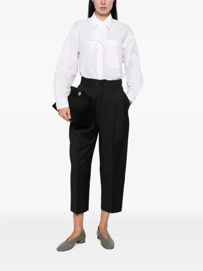 Nicholson & Nicholson Elen Pussy-bow Chest-pocket Shirt In White