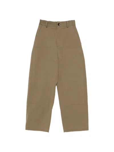 Nicholson & Nicholson Patch-pocket Tapered Trousers In Brown