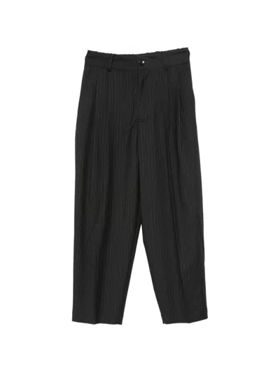 Nicholson & Nicholson Pinstripe Pleated Tailored Trousers In Black