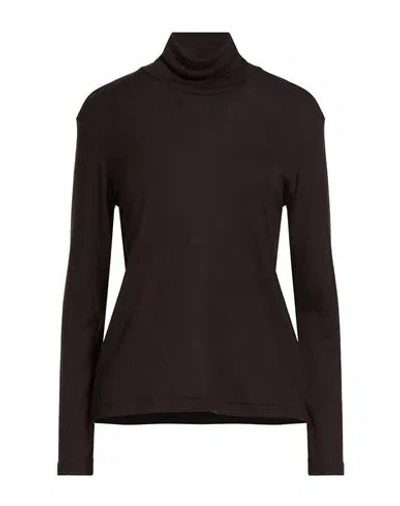 Nicholson & Nicholson Woman Turtleneck Dark Brown Size 4 Wool