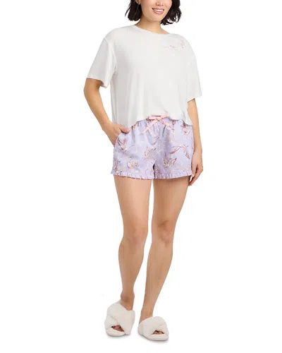 Nick & Nora Dream Wave Moon Brooch Crop Sleep Tee In White