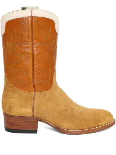 Nick Fouquet Amarillio Block-heel Embroidered Boots In Brown