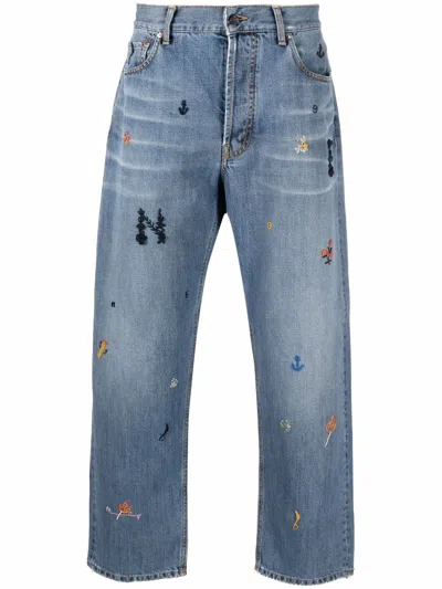 Nick Fouquet Embroidered-motif Straight-leg Jeans In Blue