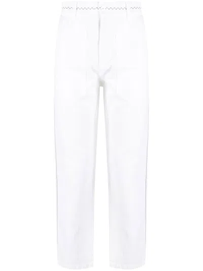Nick Fouquet Embroidered Straight-leg Trousers In White