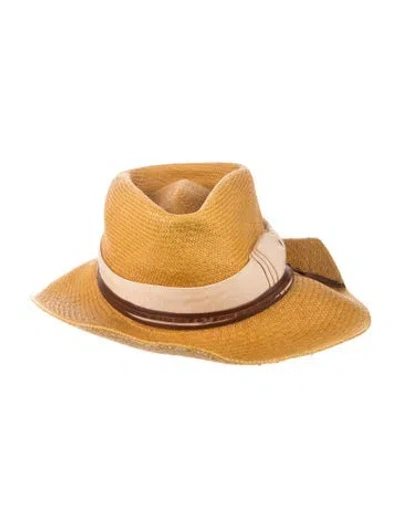 Pre-owned Nick Fouquet Grosgrain Trim Straw Sun Hat In Yellow