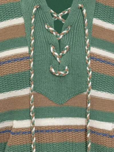 Nick Fouquet Stripe-pattern Knitted Hoodie In Green