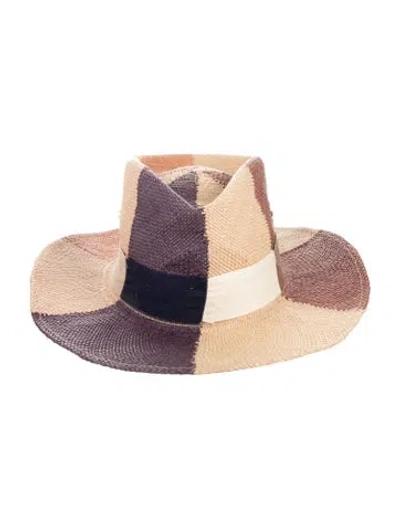 Pre-owned Nick Fouquet Pattern Print Straw Woven Fedora Hat In Neutral