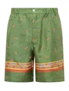 Nick Fouquet Floral Pattern Silk Shorts With Tailored Fit In Green