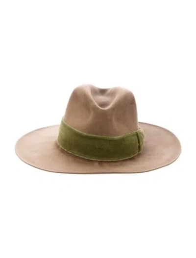 Pre-owned Nick Fouquet Suede Fedora Hat In Brown/green