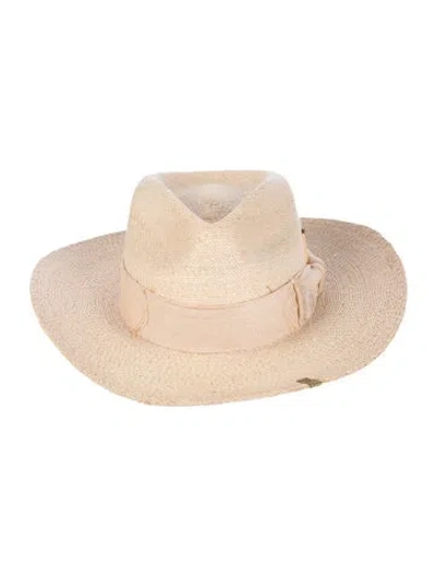 Pre-owned Nick Fouquet Wide Brim Straw Fedora Hat In Neutrals