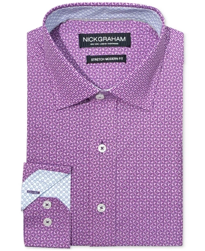 Nick Graham Men's Corner Square Dress Shirt In Purple
