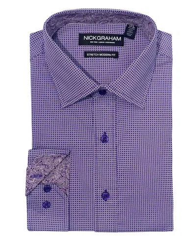 Nick Graham Men's Modern Fit Zig Zag Non-solid Dress Shirt In Purple