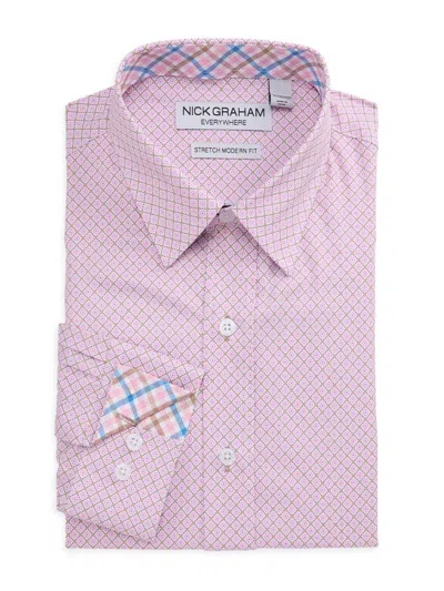 Nick Graham Babies' Men's Printed Stretch Modern Fit Dress Shirt In Pink