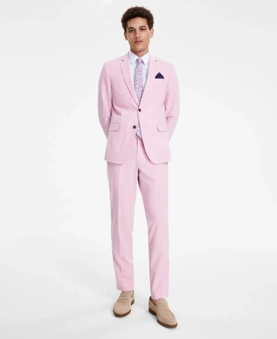 Nick Graham Men's Slim Fit Stretch Solid Suits In Pink