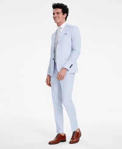 Nick Graham Men's Slim Fit Stretch Suits In Light Blue Plaid
