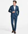 Nick Graham Men's Slim-fit Stretch Suit In Teal Stripe