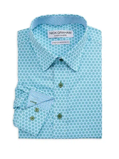 Nick Graham Men's Stretch-modern-fit Hexa Floral Dress Shirt