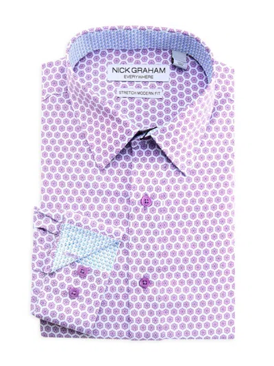 Nick Graham Men's Stretch-modern-fit Hexa Floral Dress Shirt