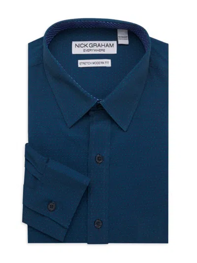 Nick Graham Men's Sutton Stretch Modern Fit Dress Shirt In Teal