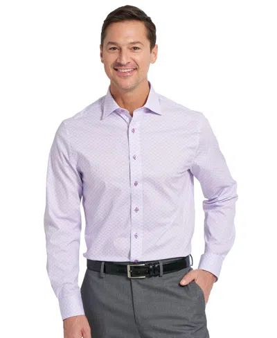 Nick Graham Men's Woven Mosaic Geometric Dress Shirt In Purple