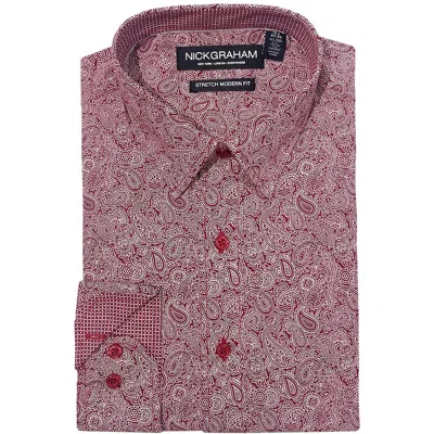 Nick Graham Mens Paisley Cotton Button-down Shirt In White