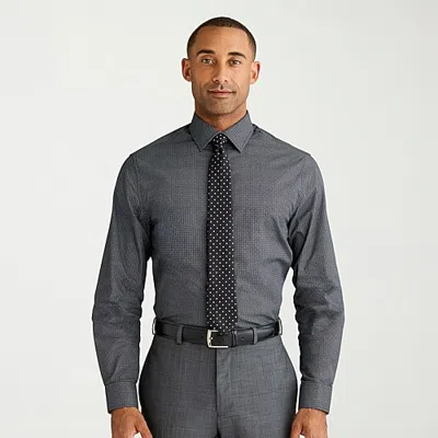 Nick Graham Mens Spread Collar Long Sleeve Stretch Fabric Shirt + Tie Set In Black