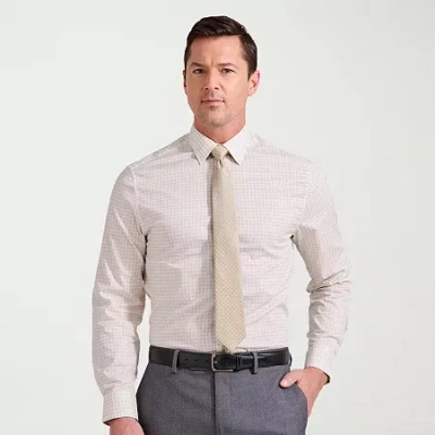 Nick Graham Mens Spread Collar Long Sleeve Stretch Fabric Shirt + Tie Set In Brown