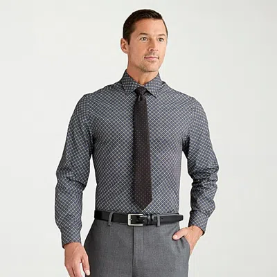 Nick Graham Mens Spread Collar Long Sleeve Stretch Fabric Shirt + Tie Set In Brown