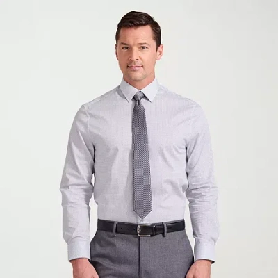 Nick Graham Mens Spread Collar Long Sleeve Stretch Fabric Shirt + Tie Set In Gray