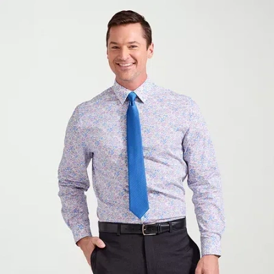 Nick Graham Mens Spread Collar Long Sleeve Stretch Fabric Shirt + Tie Set In Blue