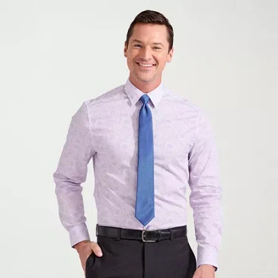 Nick Graham Mens Spread Collar Long Sleeve Stretch Fabric Shirt + Tie Set In Purple