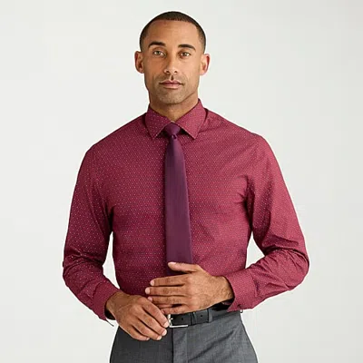 Nick Graham Mens Spread Collar Long Sleeve Stretch Fabric Shirt + Tie Set In Red