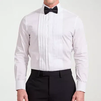 Nick Graham Tuxedo Mens Spread Collar Long Sleeve Stretch Fabric Shirt + Tie Set In White