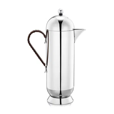 Nick Munro Silver Domus Cafetière Large Wicker Handle In White