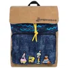 Nick Spongebob Spongebob Denim & Nubuck Backpack With Embroidered Patch In Multi