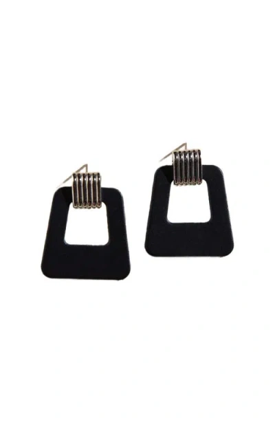Nickel & Suede Avery Earrings In Black