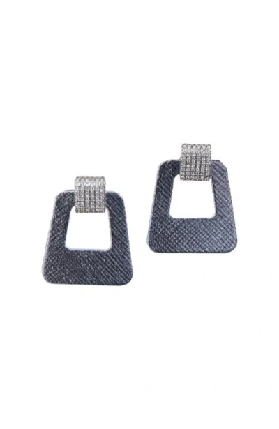 Nickel & Suede Avery Earrings In Silver Leaf