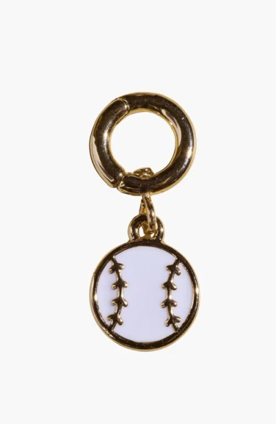 Nickel & Suede Baseball Charm In Gold