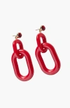 Nickel & Suede Bianca Acrylic Statement Earrings In Red